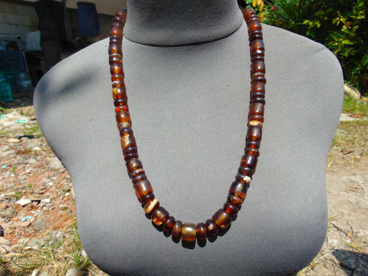 53 gr Small Necklace beads Indonesian white red Amber for Healing 26NE20