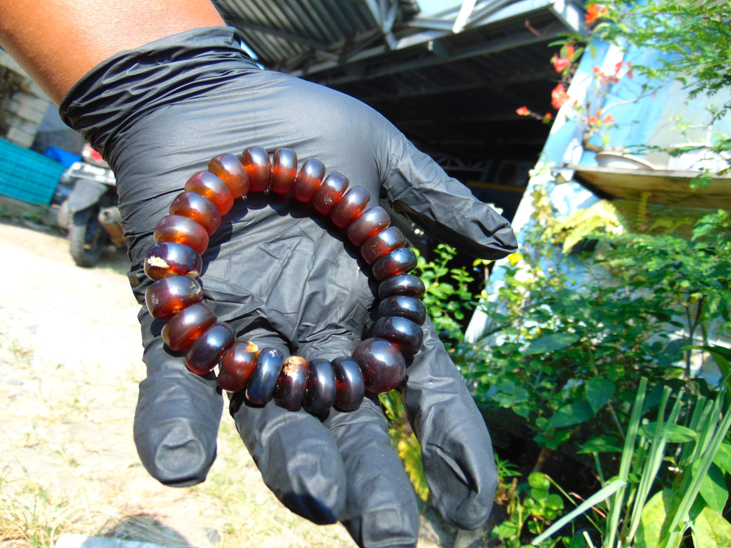 16 Gram 25 small Beads Tasbih Rosary Bracelet Indonesian Dark Red Amber for Healing FR514