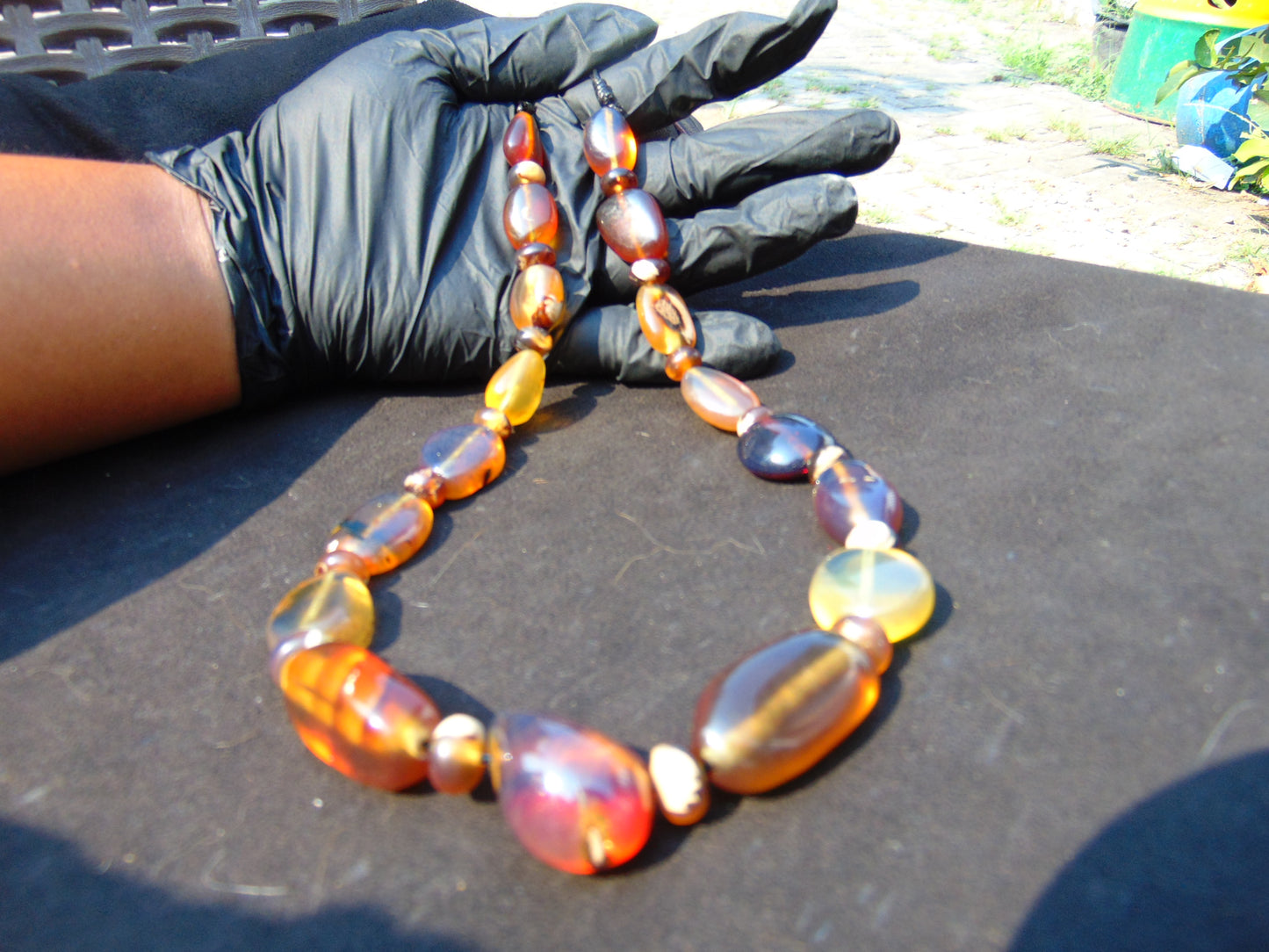 50 gram Small Beads Combination Necklace Indonesian Blue Amber for Healing NEC3