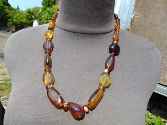 50 gram Small Beads Combination Necklace Indonesian Blue Amber for Healing NEC3