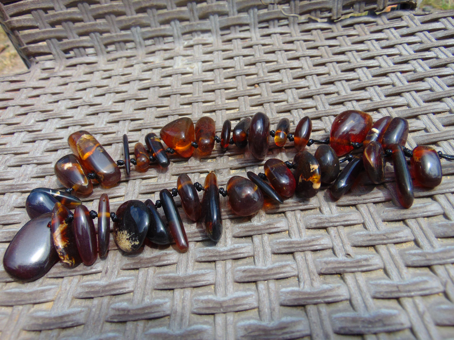 76 gram Small Necklace Beads Indonesian Blue Amber for Healing 26NE24