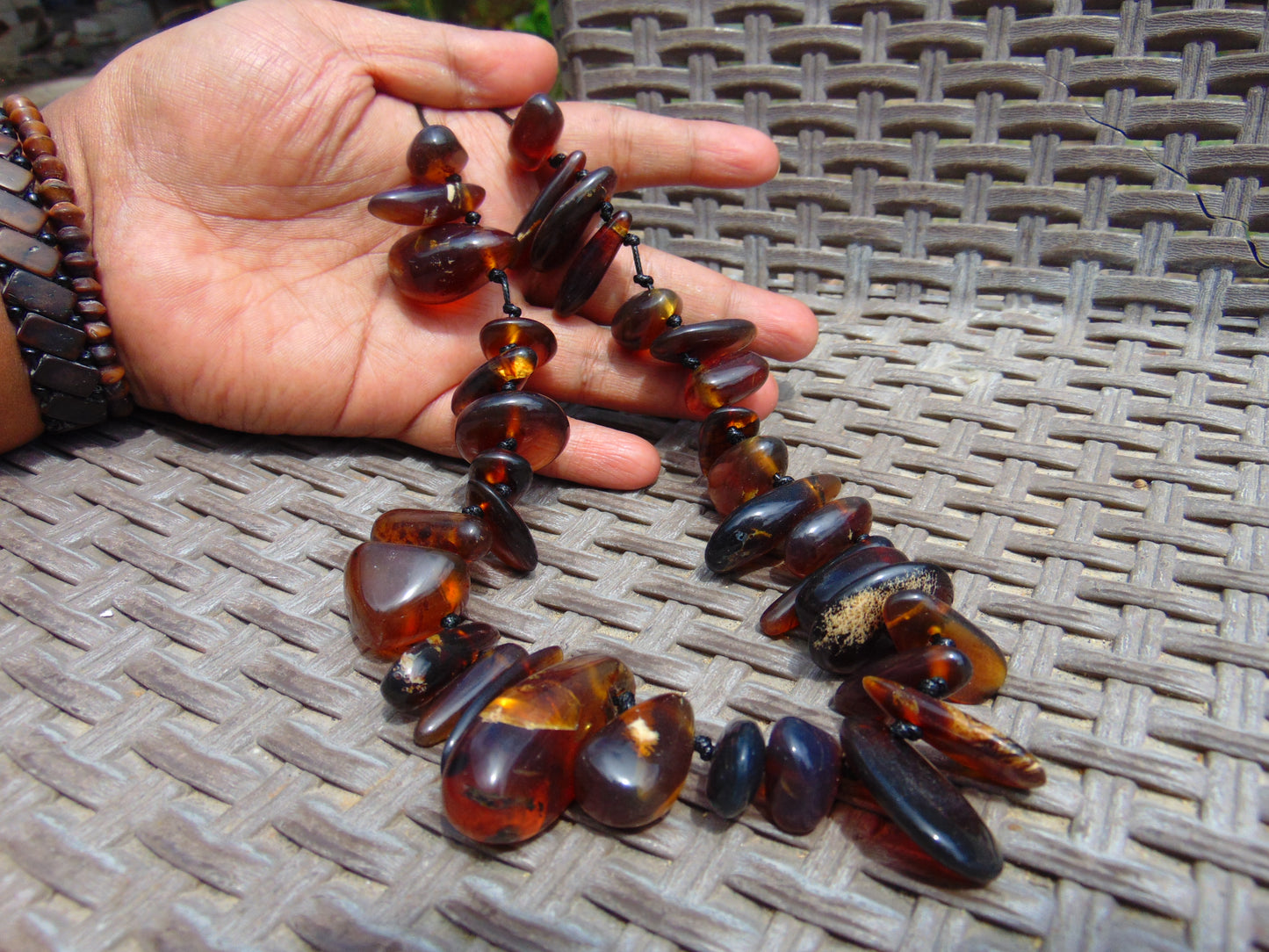 76 gram Small Necklace Beads Indonesian Blue Amber for Healing 26NE24
