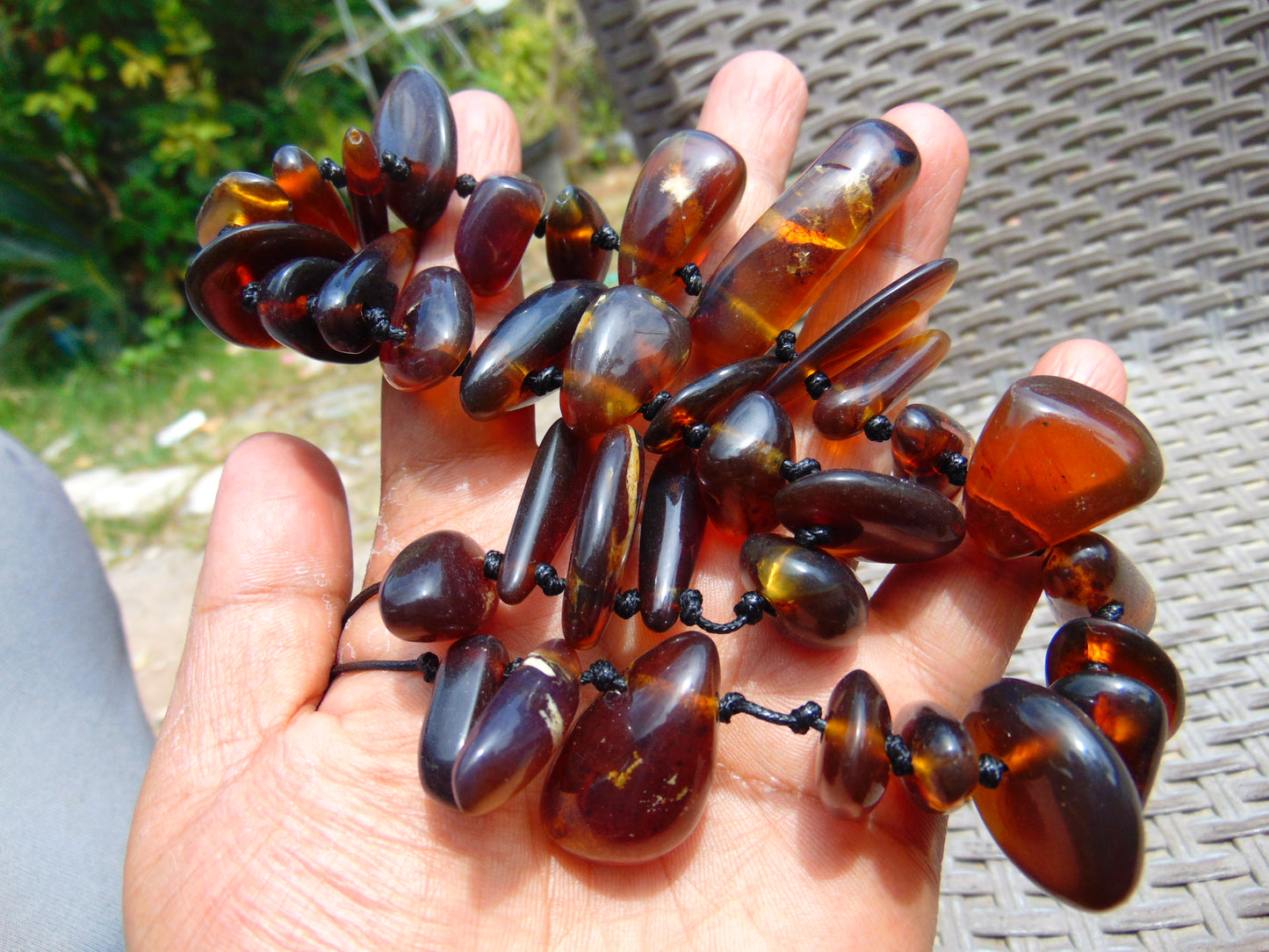 76 gram Small Necklace Beads Indonesian Blue Amber for Healing 26NE24