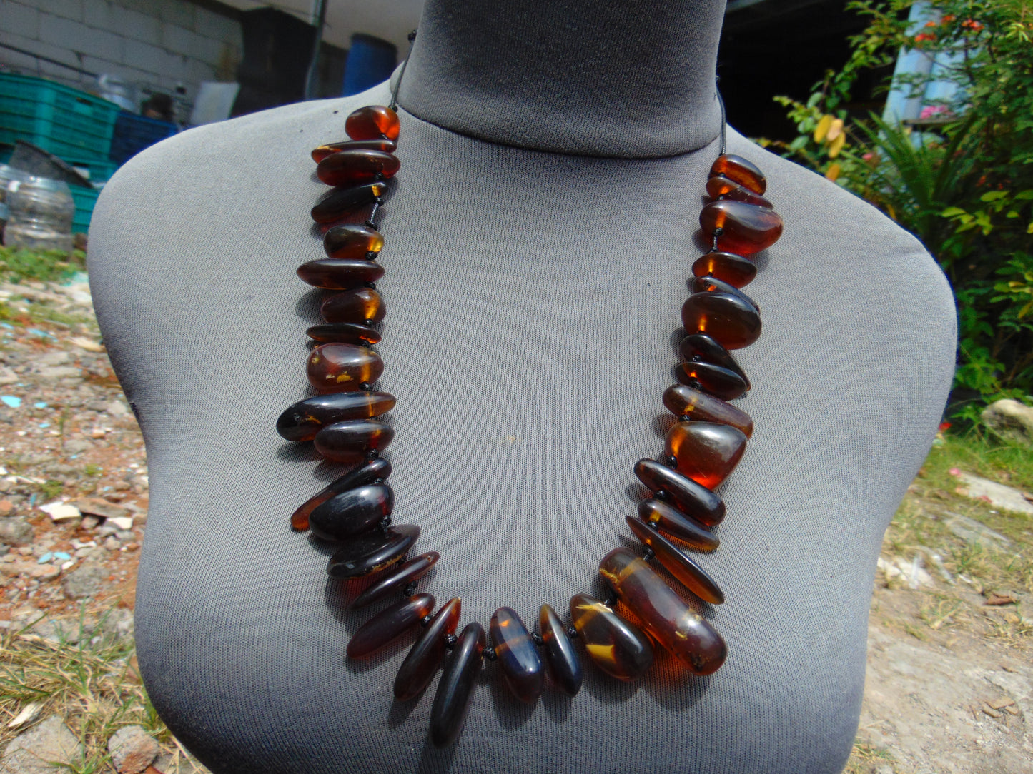 76 gram Small Necklace Beads Indonesian Blue Amber for Healing 26NE24