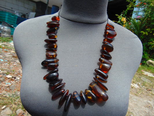 76 gram Small Necklace Beads Indonesian Blue Amber for Healing 26NE24