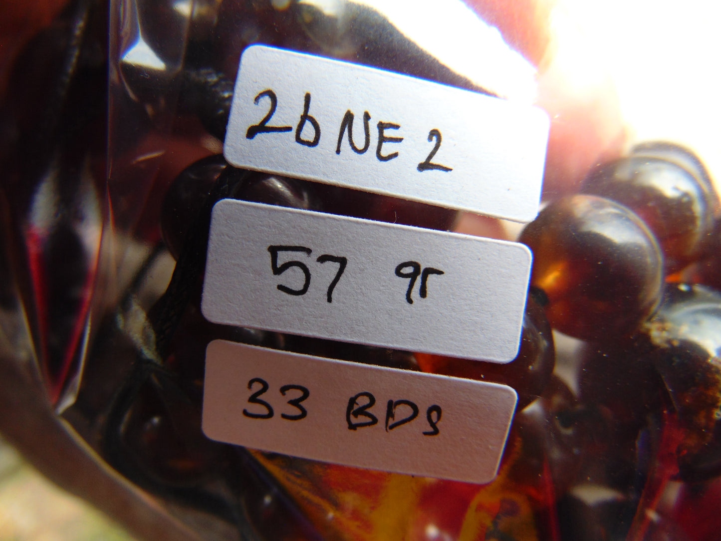 57 gram Small Necklace 33 Beads Indonesian Red Amber for Healing 26NE2