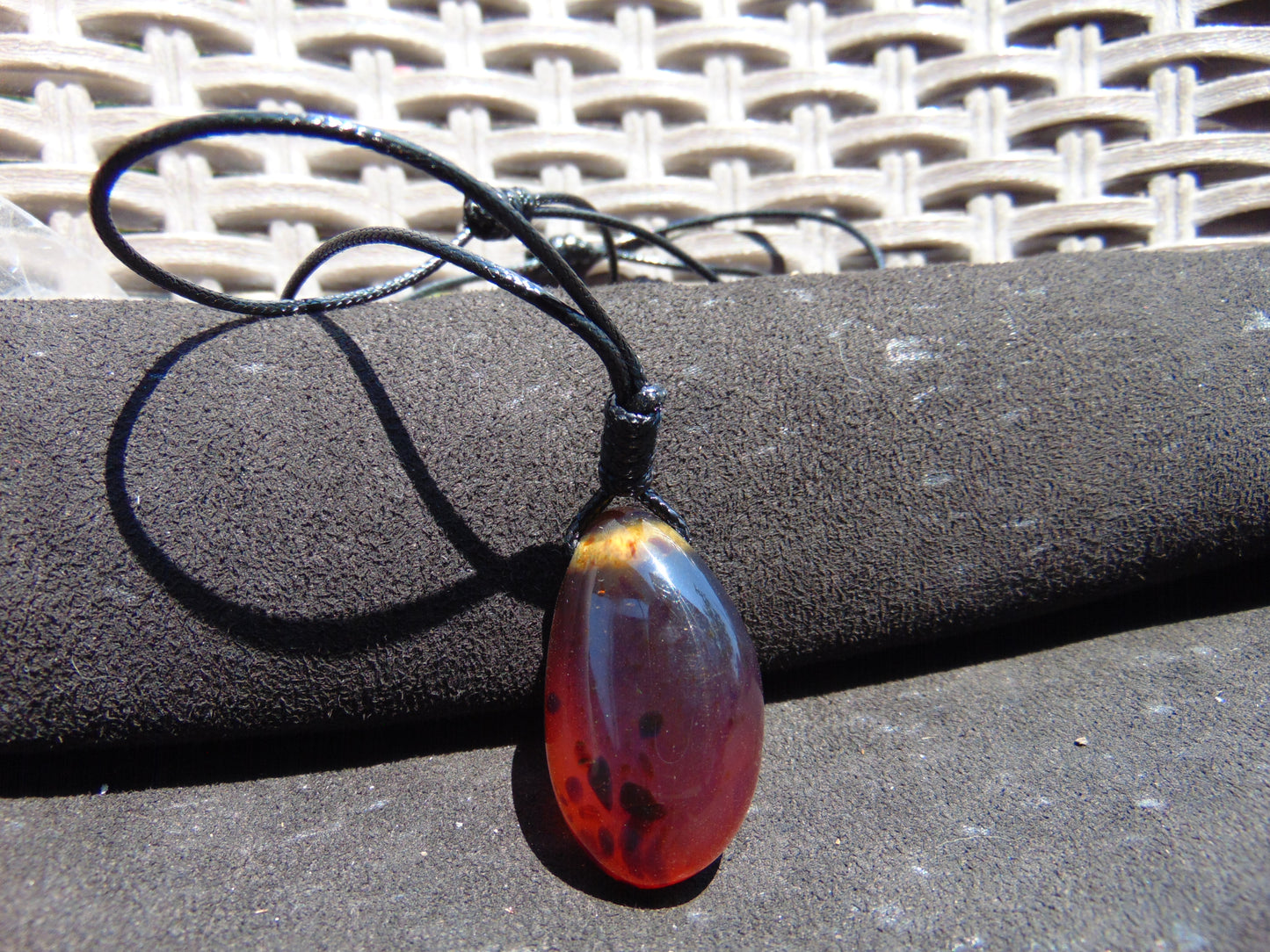 11 gram Pendant Indonesian Inclusion Red Blue Amber for Healing A26