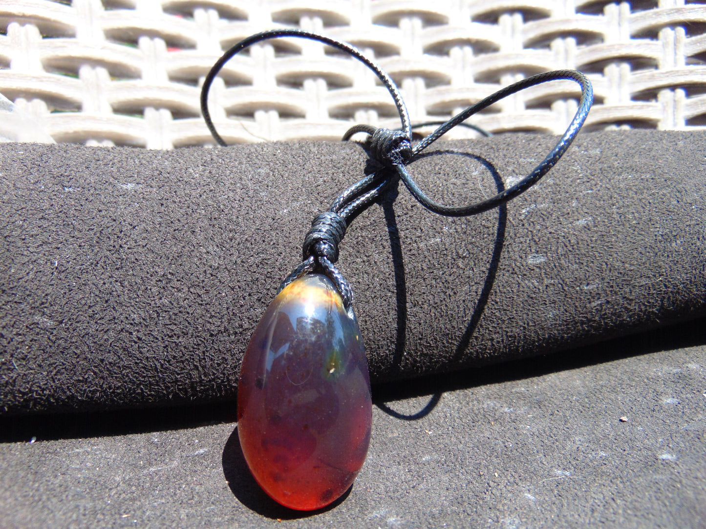11 gram Pendant Indonesian Inclusion Red Blue Amber for Healing A26