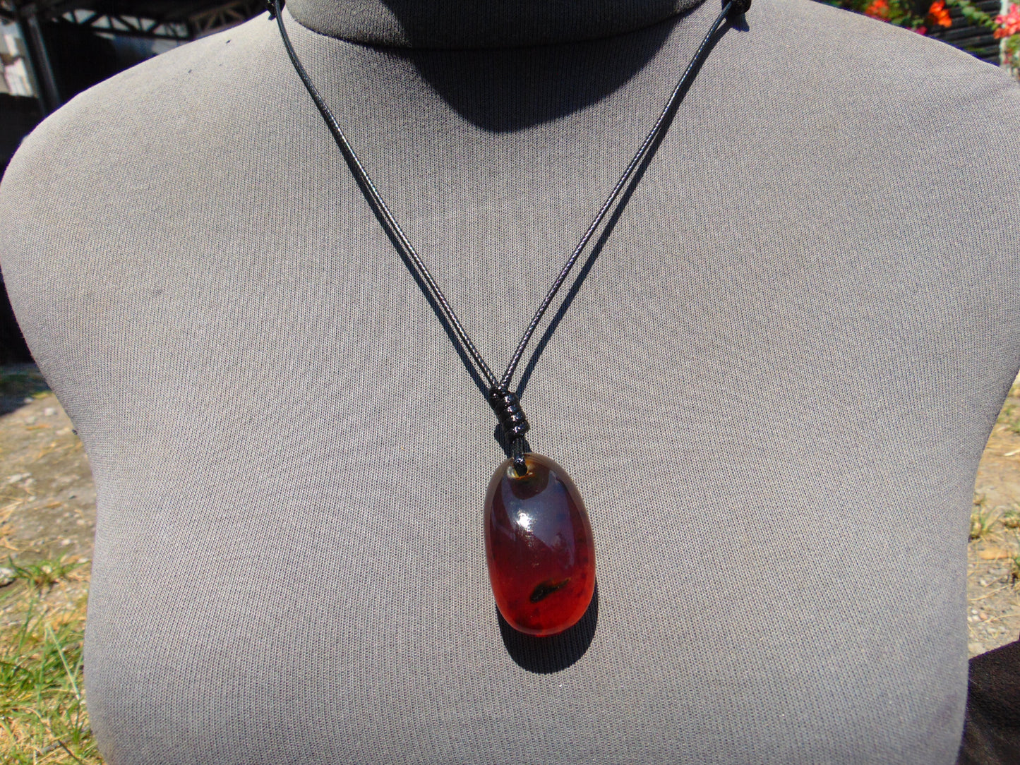 11 gram Pendant Indonesian Inclusion Red Blue Amber for Healing A26