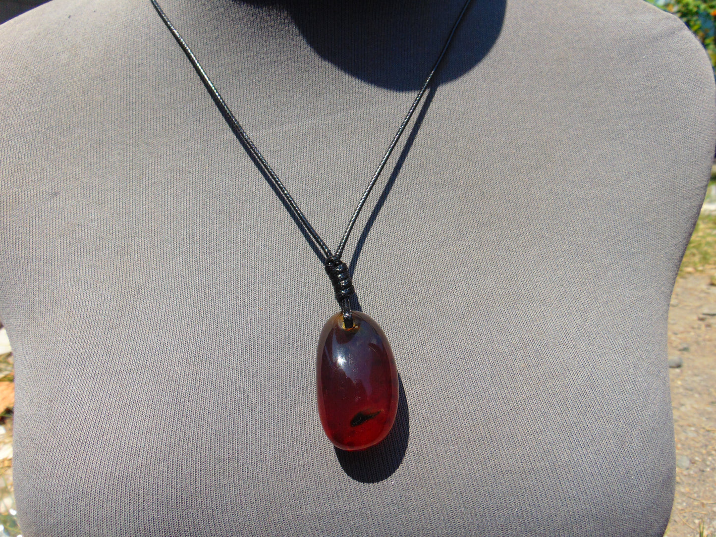 11 gram Pendant Indonesian Inclusion Red Blue Amber for Healing A26