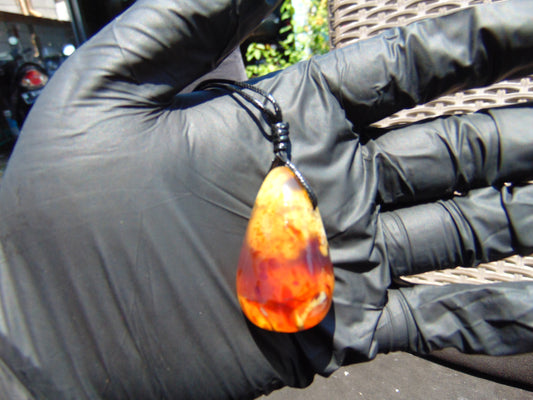 11 gr Teardrop Pendant Indonesian Blue Amber for Healing 25N92