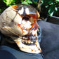 292 grams Skull Carving Indonesian Red White Zebra Amber for healing 96x73 mm AJT102