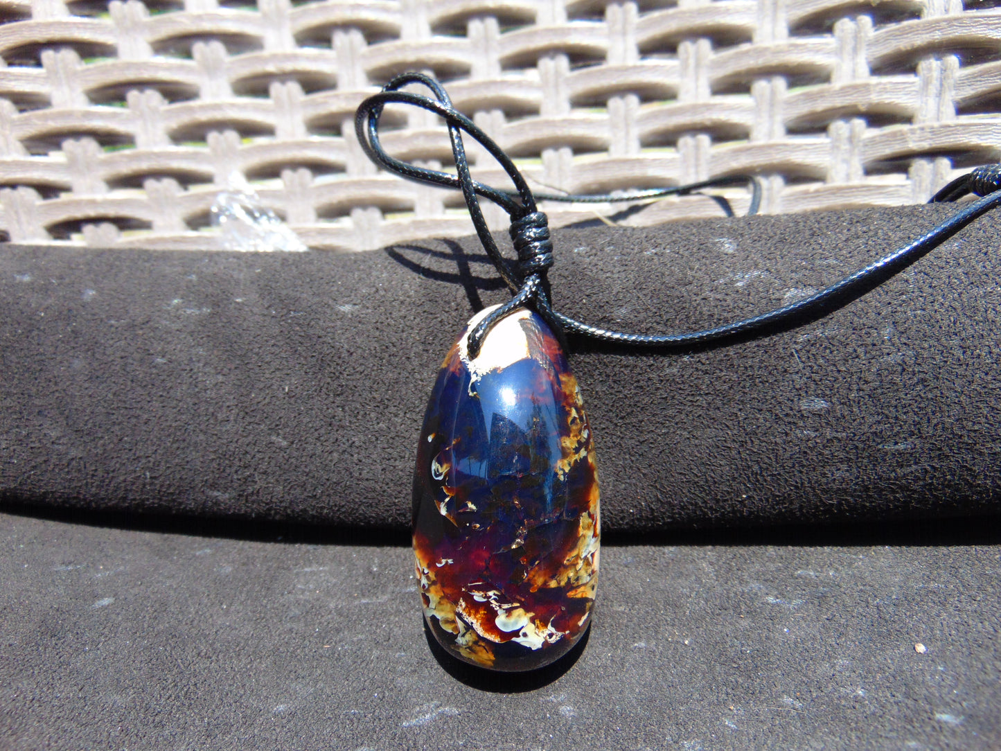 31 gr Teardrop Pendant Indonesian Blue Amber for Healing 25N82