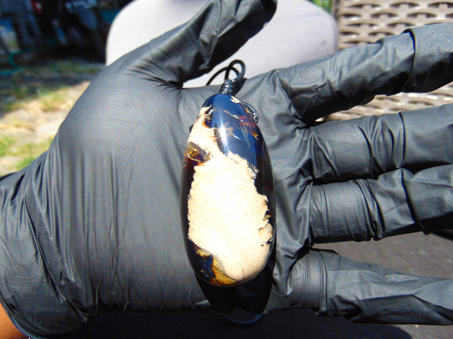 31 gr Teardrop Pendant Indonesian Blue Amber for Healing 25N82