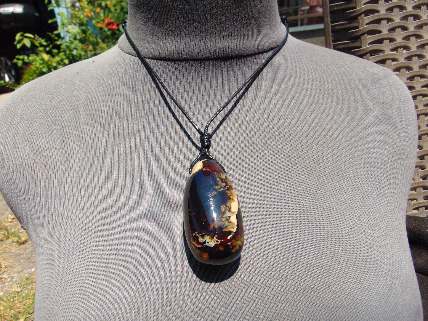 31 gr Teardrop Pendant Indonesian Blue Amber for Healing 25N82