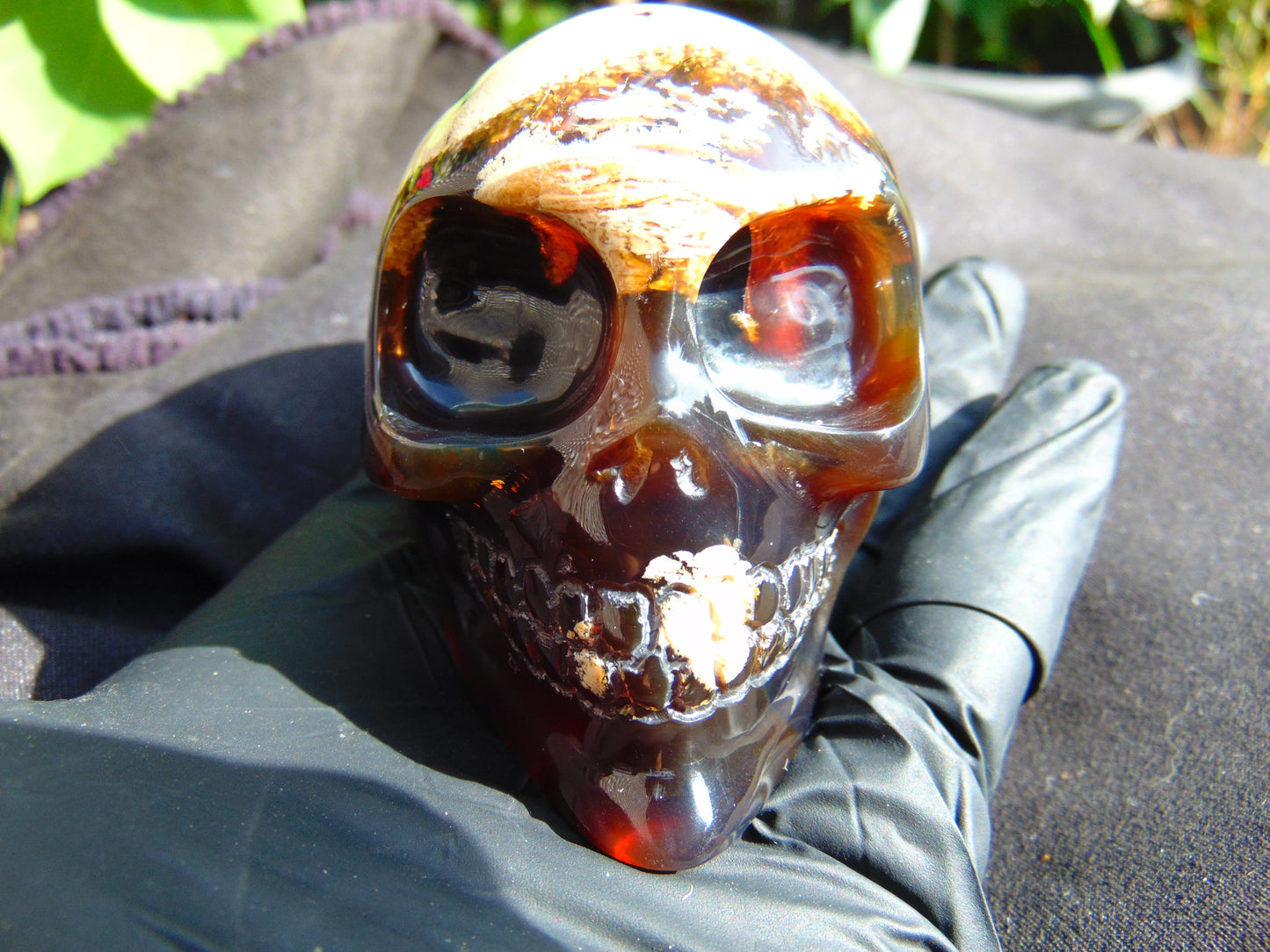 140 grams Skull Carving Indonesian Dark Red Amber for healing  74x52 mm AJT104