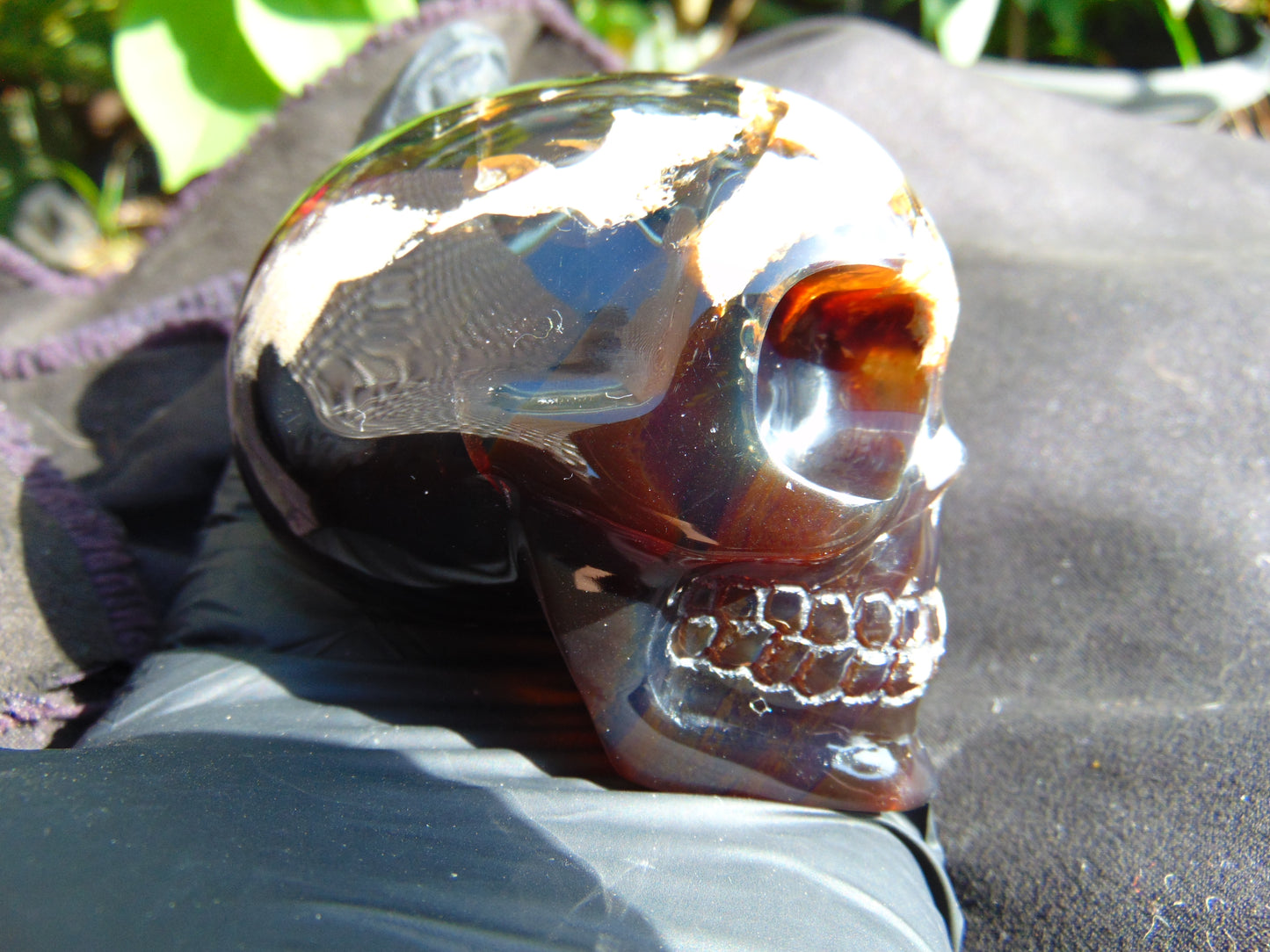 140 grams Skull Carving Indonesian Dark Red Amber for healing  74x52 mm AJT104