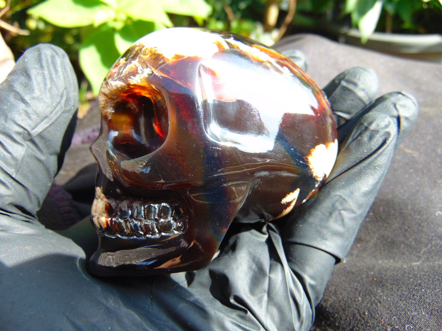 140 grams Skull Carving Indonesian Dark Red Amber for healing  74x52 mm AJT104