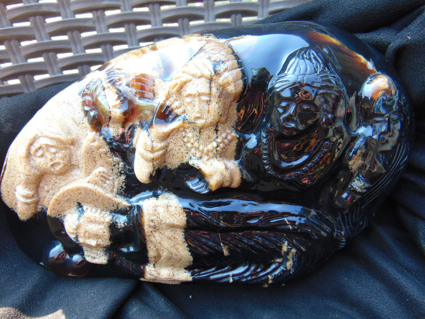 1240 gr Sleep Buddha with 5 Face Dream 250x150x50 mm Indonesia Zebra Amber