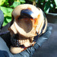 325 grams Skull Carving Indonesian Sumatran Blue White Amber for healing  94x68 mm AJT101