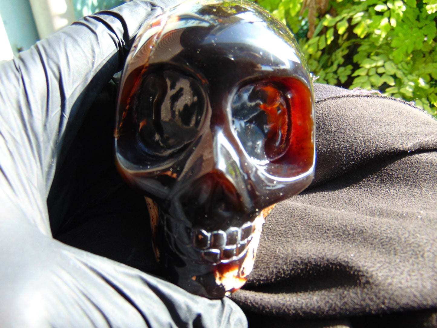 266 gr Red Amber Skull Carving: Indonesian Healing Crystal (85x66 mm) AJT105