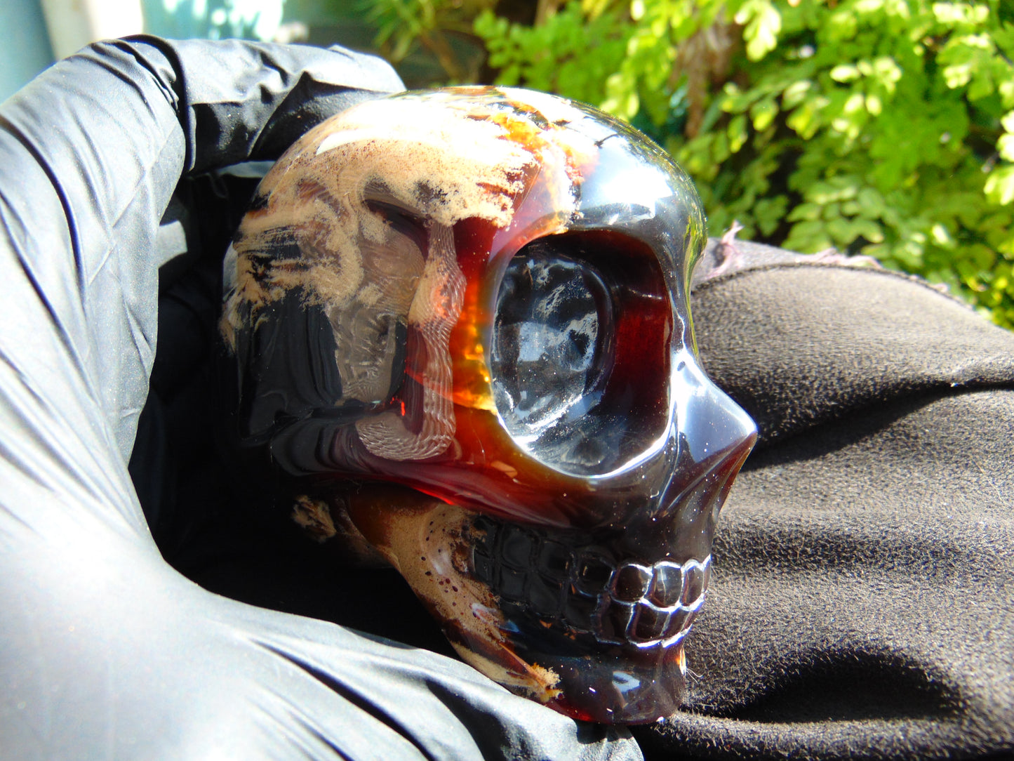 266 gr Red Amber Skull Carving: Indonesian Healing Crystal (85x66 mm) AJT105