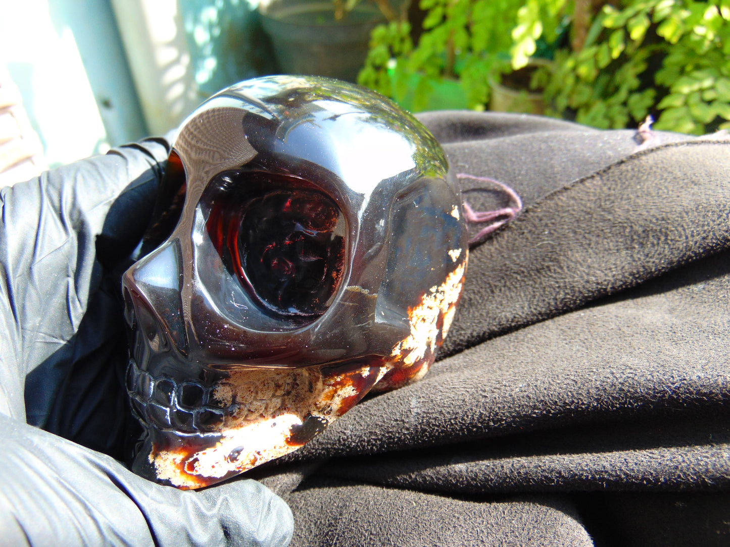 266 gr Red Amber Skull Carving: Indonesian Healing Crystal (85x66 mm) AJT105