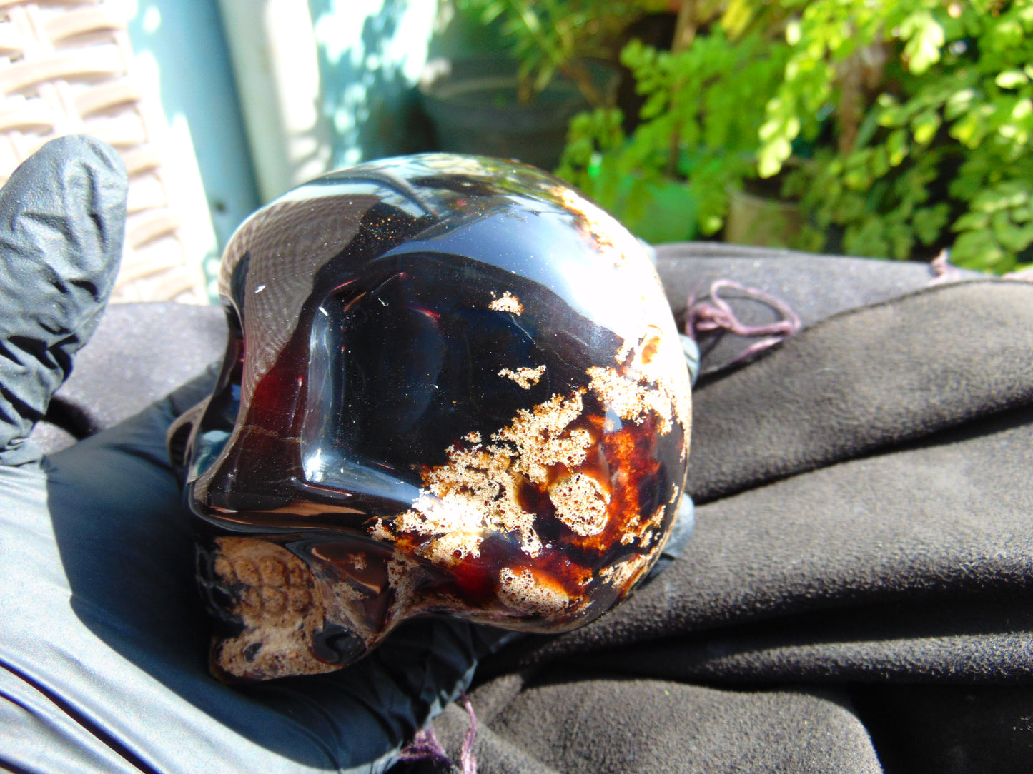 266 gr Red Amber Skull Carving: Indonesian Healing Crystal (85x66 mm) AJT105