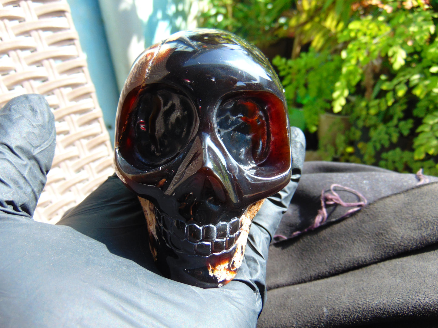 266 gr Red Amber Skull Carving: Indonesian Healing Crystal (85x66 mm) AJT105