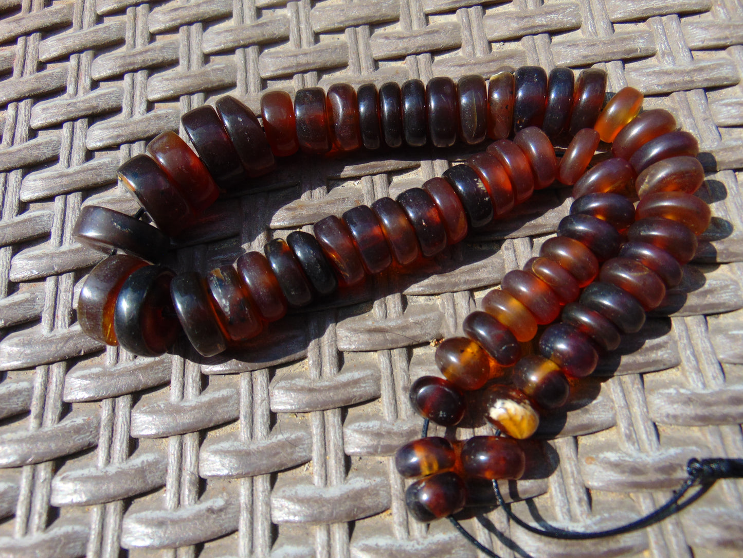 67 gr Small Necklace 67 beads Indonesian Yellow Red Amber for Healing 26NE49