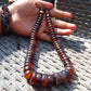 67 gr Small Necklace 67 beads Indonesian Yellow Red Amber for Healing 26NE49