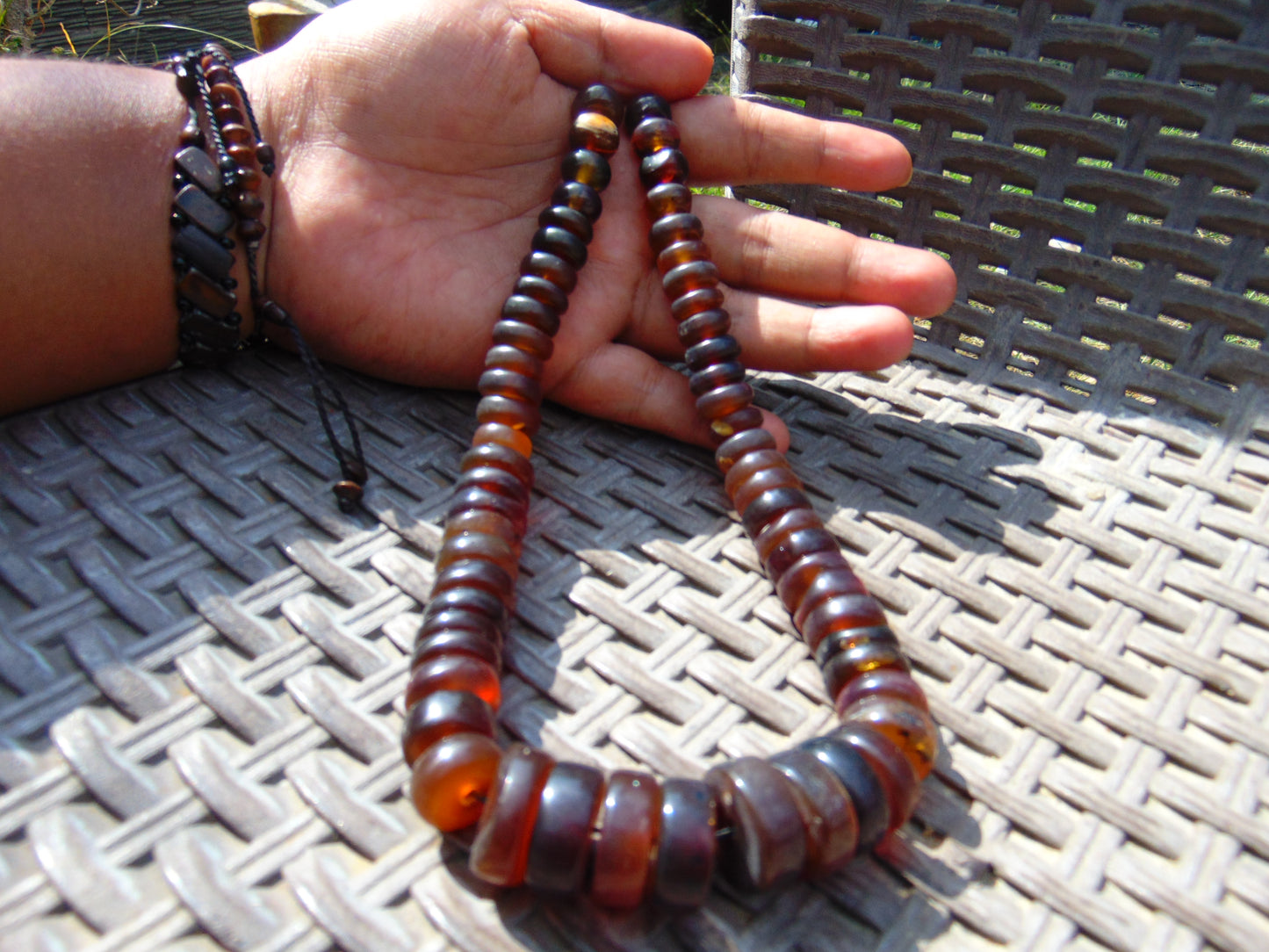 67 gr Small Necklace 67 beads Indonesian Yellow Red Amber for Healing 26NE49