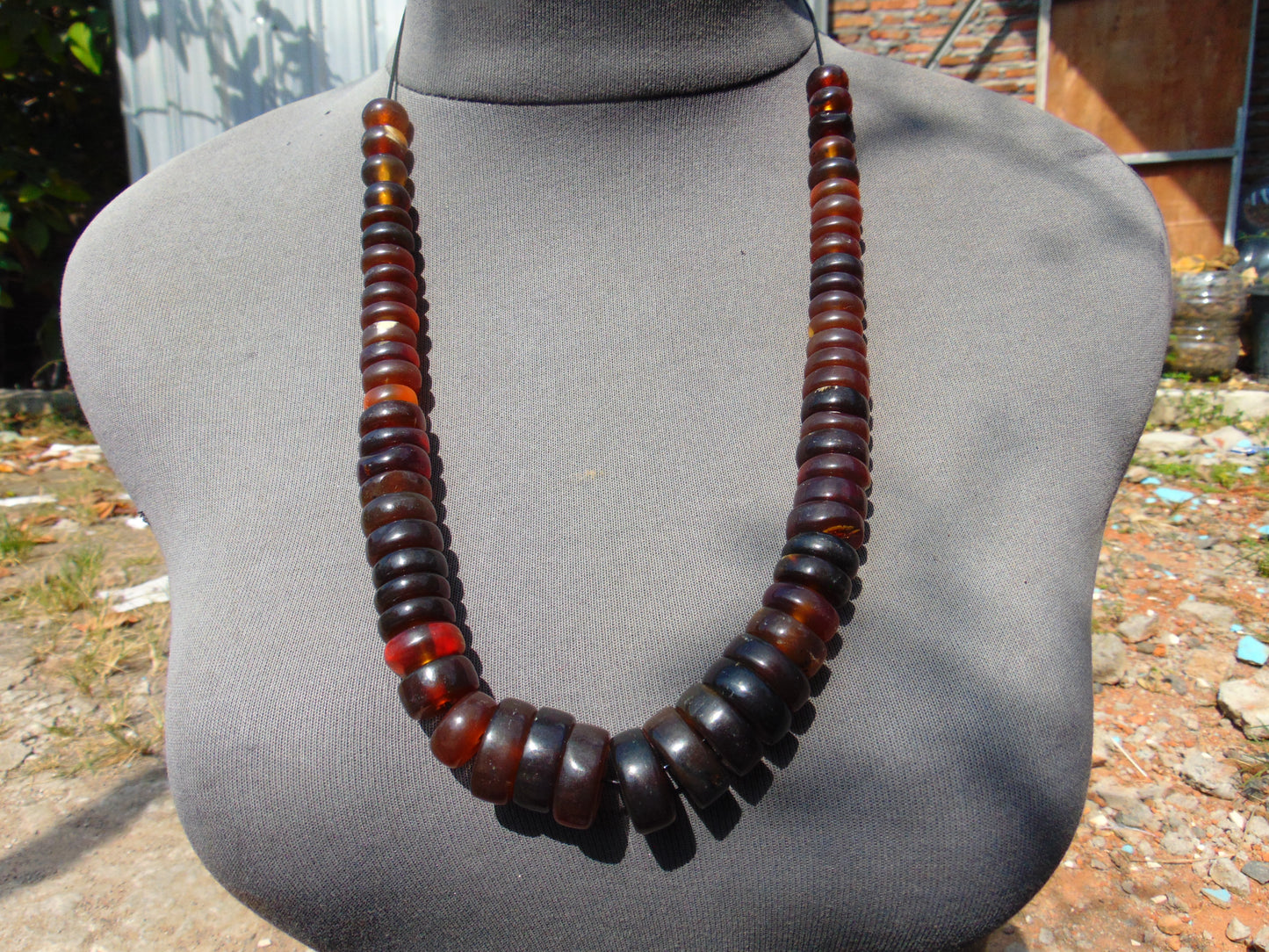 67 gr Small Necklace 67 beads Indonesian Yellow Red Amber for Healing 26NE49