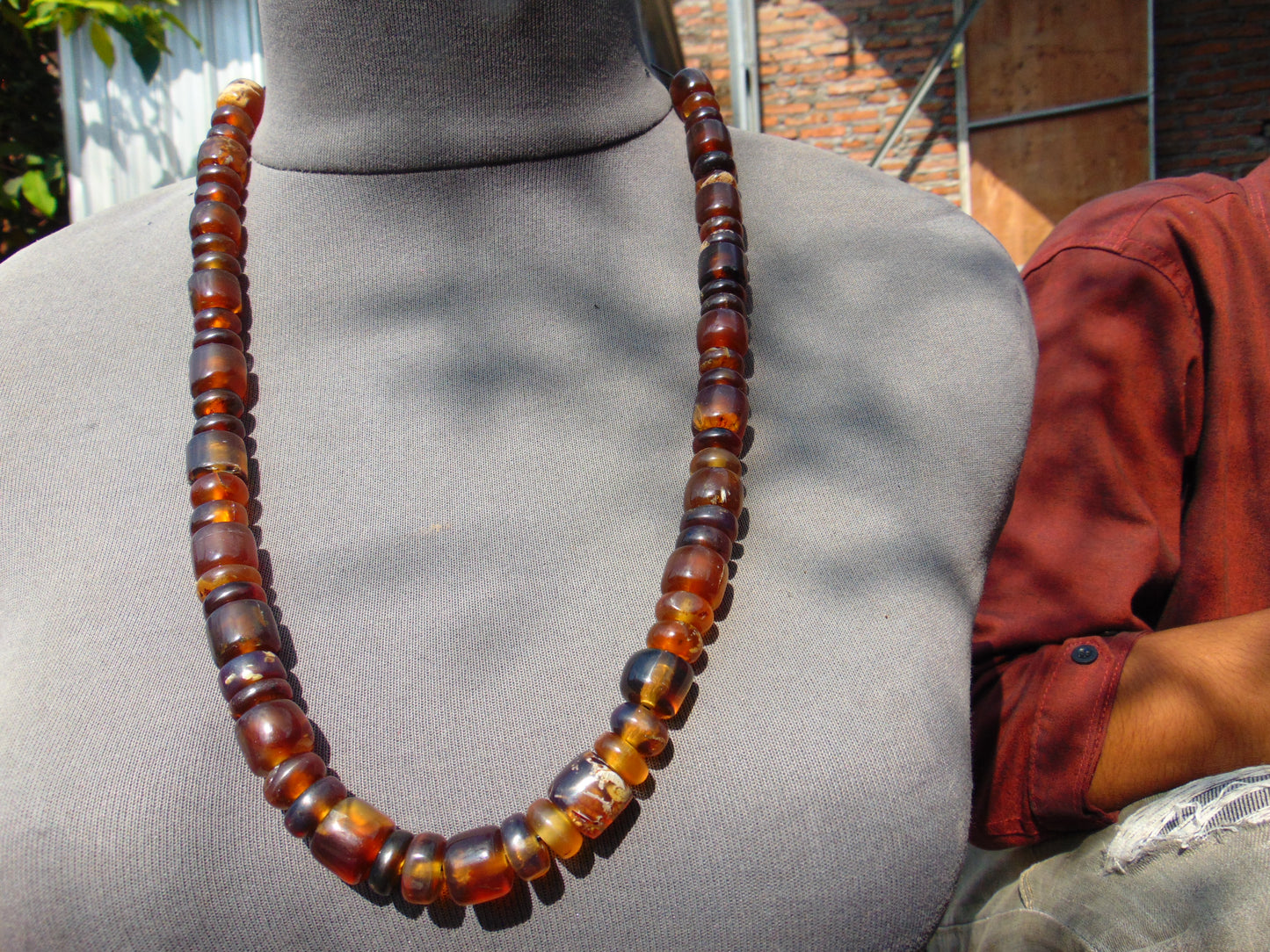 53 gr Small Necklace beads Indonesian Yellow Blue Amber for Healing 26NE44