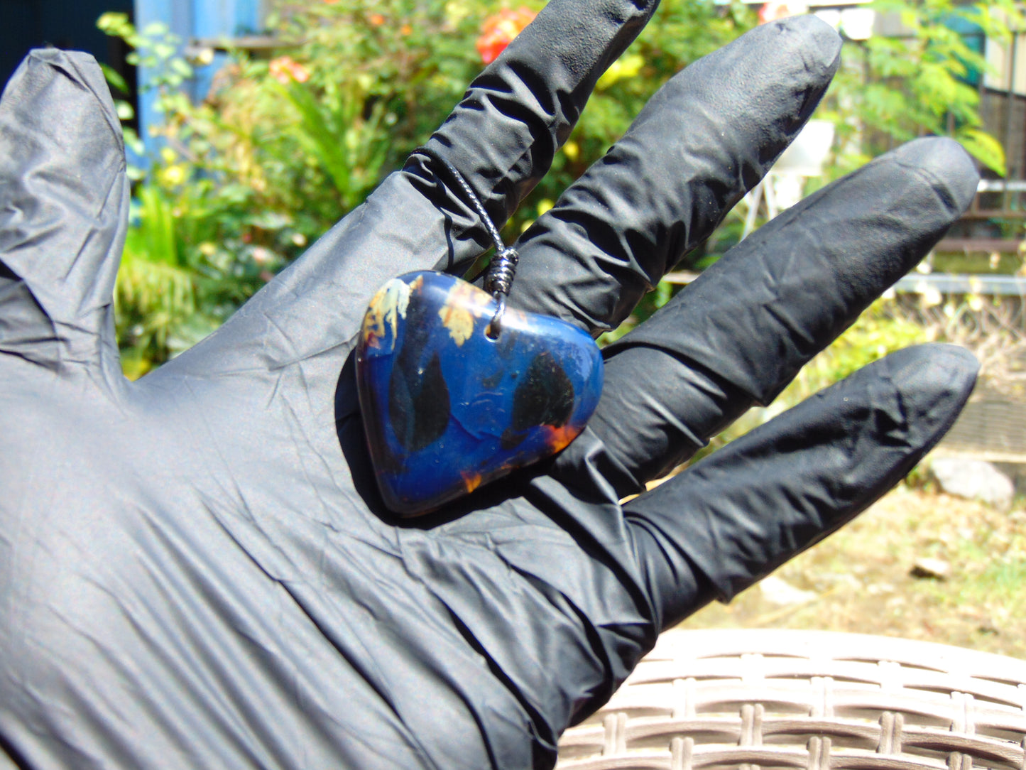 13 gr Heart Pendant Indonesian Blue Amber for Healing 25Y181