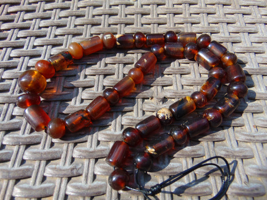 65 gr Small Necklace beads Indonesian Yellow Red Amber for Healing 26NE43