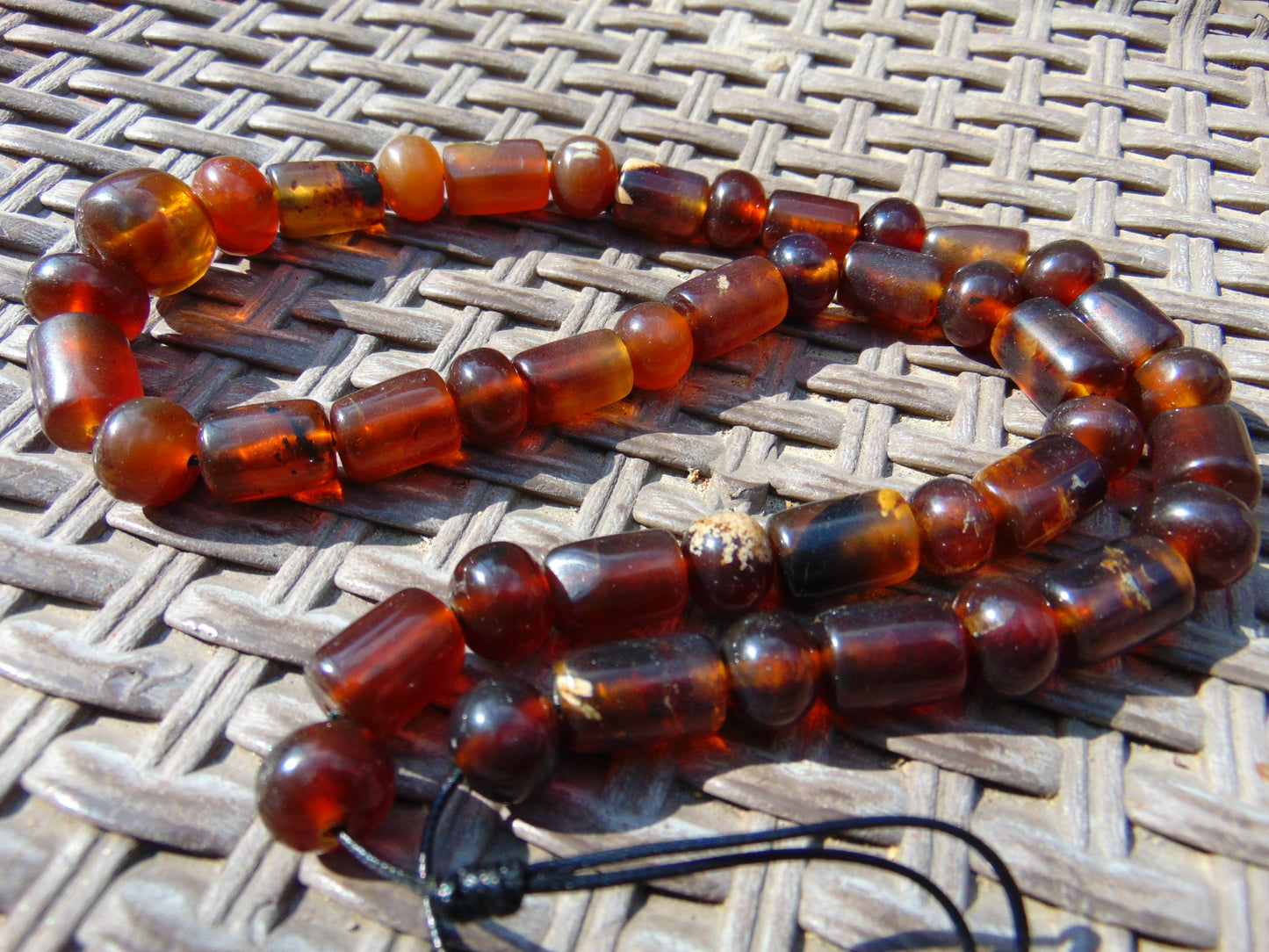65 gr Small Necklace beads Indonesian Yellow Red Amber for Healing 26NE43