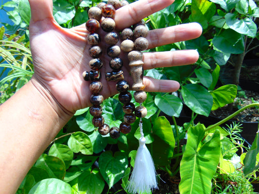65 gr Tasbih Mesbah Rosary 35 Beads 14 mm Indonesian White Amber for Healing TB01