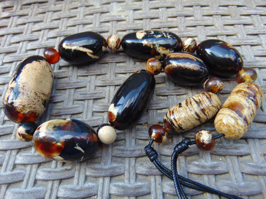 132 gr Small Necklace 19 beads Indonesian White Amber for Healing 26NE50