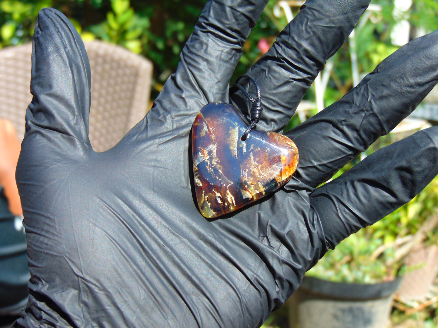 12 gr Heart Pendant Indonesian blue Amber for Healing 26A217