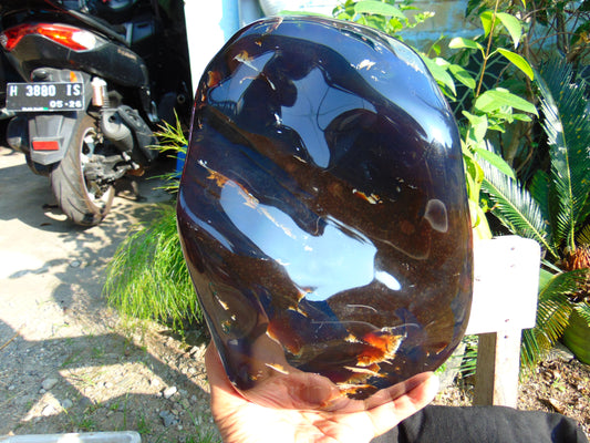 2756 gr full polished 28x19x11 cm Indonesia Dark Blue Amber for Healing ST124
