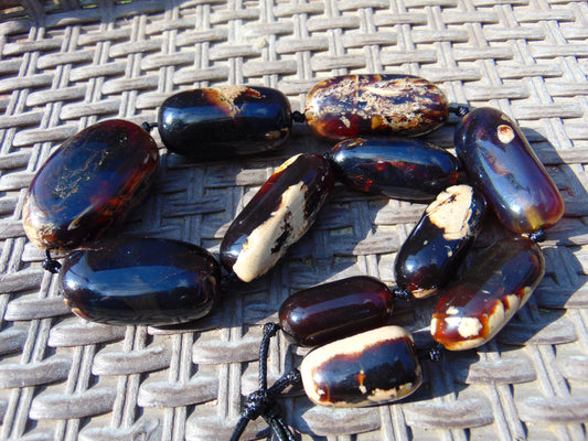 173 gr Small Necklace beads Indonesian Dark Red Amber for Healing 26NE53