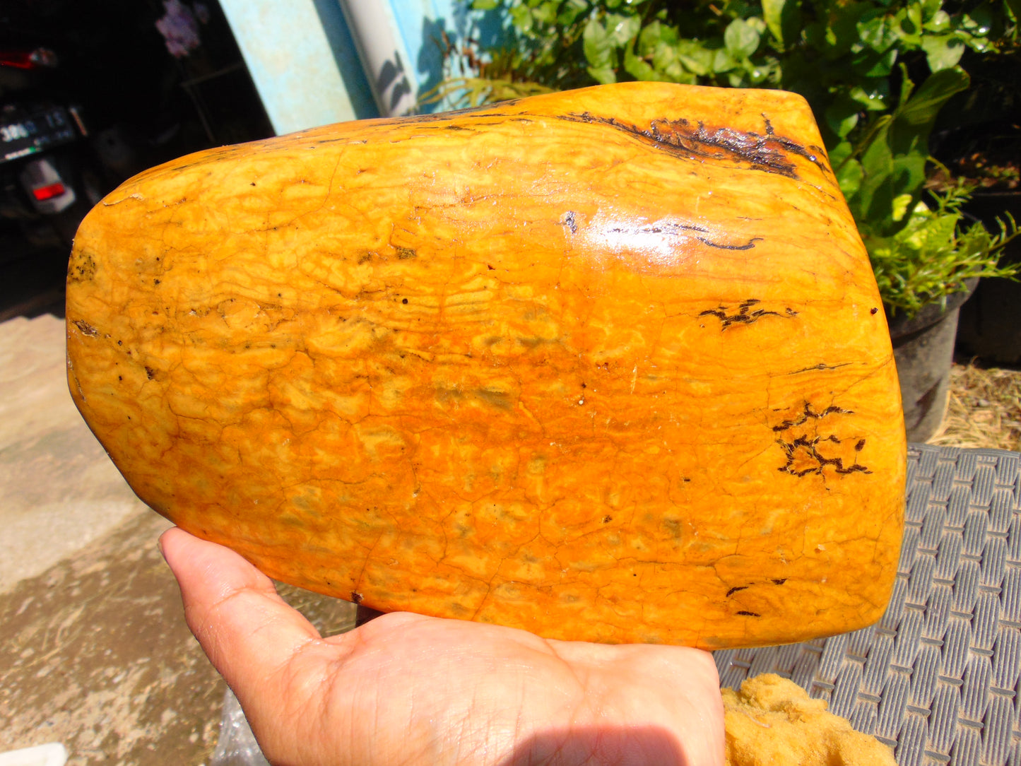 1066 gram Polished Indonesia Yellow Fragrance Amber for Healing K705