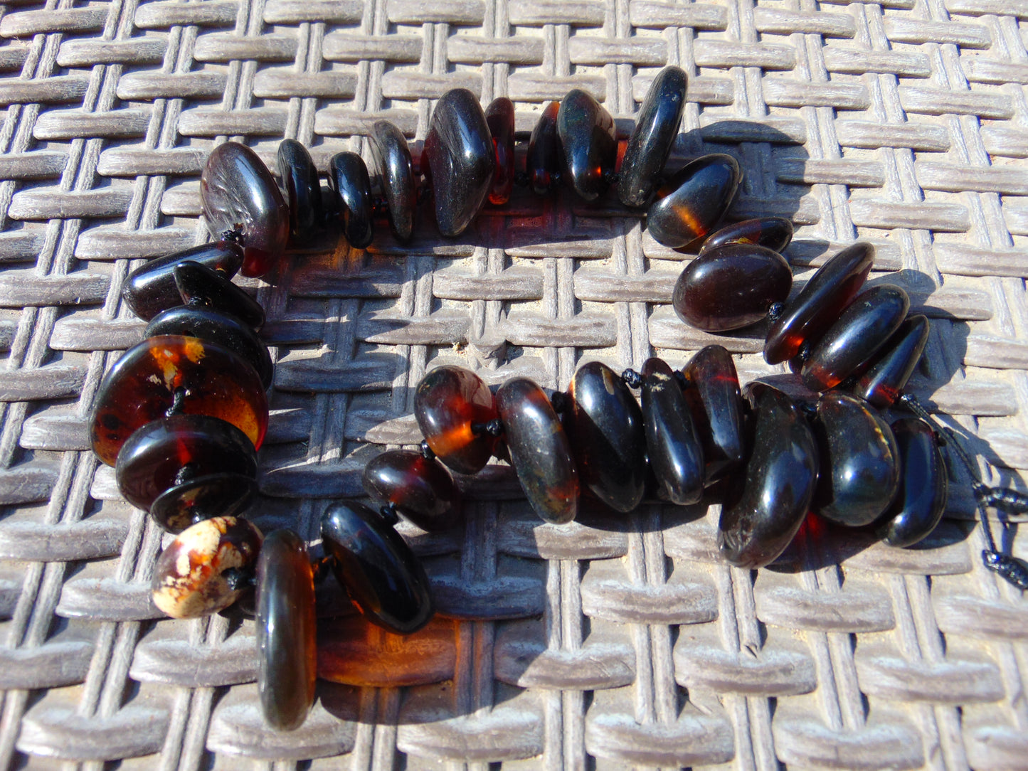 103 gr Small Necklace beads Indonesian Yellow Red Amber for Healing 26NE72