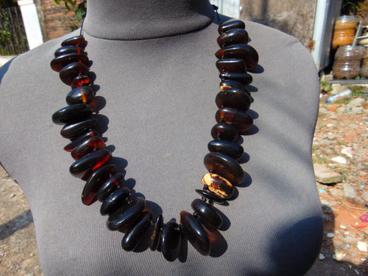 103 gr Small Necklace beads Indonesian Yellow Red Amber for Healing 26NE72