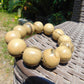 55 gram 12 Beads Mala Bracelet Indonesian Yellow Fragrant Amber 20 mm for Healing F12K1