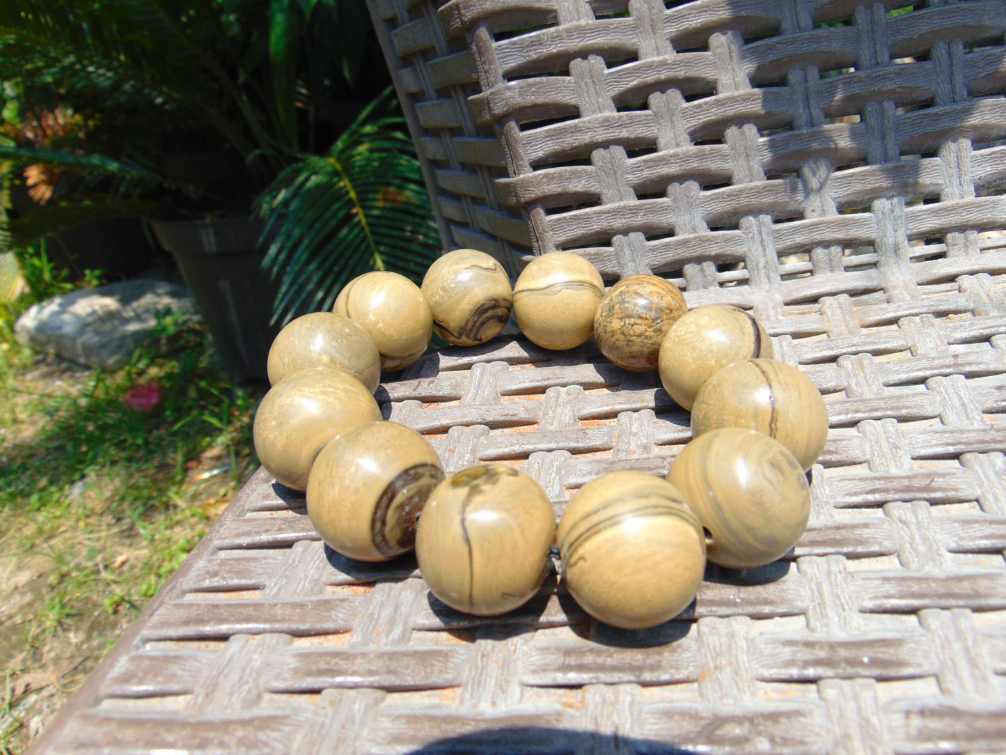 56 gram 12 Beads Mala Bracelet Indonesian Yellow Fragrant Amber 20 mm for Healing F12K2