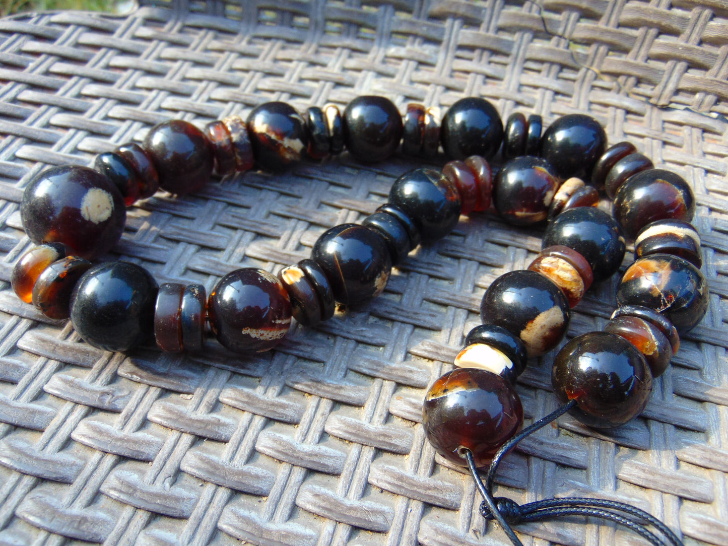 221 gr Small Necklace 49 beads Indonesian Amber for Healing 26NE31
