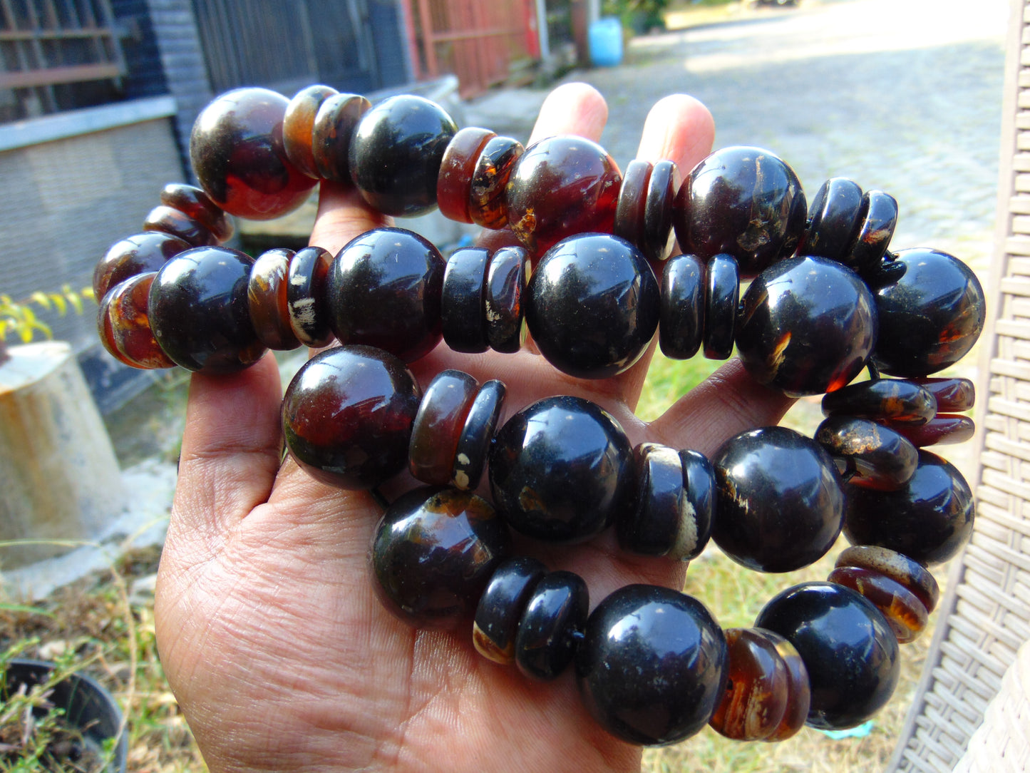 221 gr Small Necklace 49 beads Indonesian Amber for Healing 26NE31