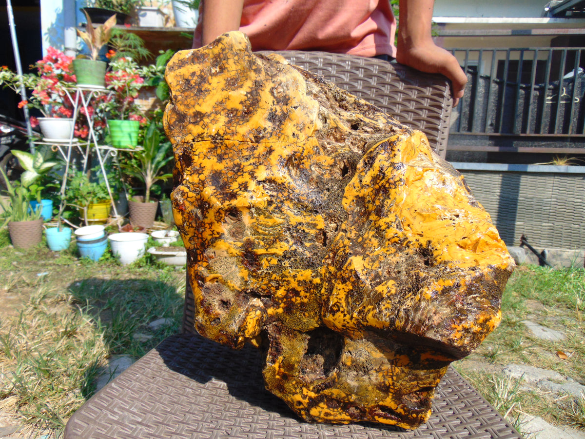15000 gram Polished Indonesia Yellow Perfumed Aromatic Amber for Healing AYML1